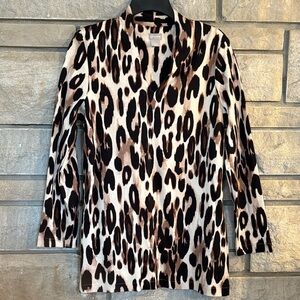 Chico’s Leopard Print Long Sleeve Cotton Top